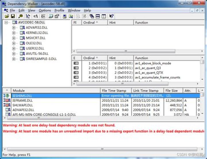 Dependency Walker reports IESHIMS.DLL and WER.DLL missing?