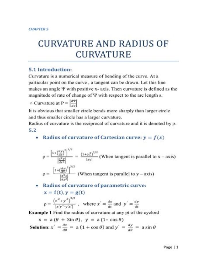 Determine angle from radius of curvature