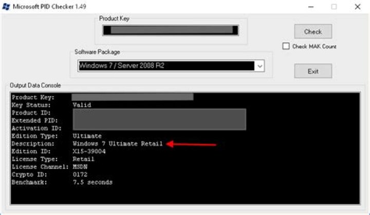 Determine which software product a Microsoft Product Key activates