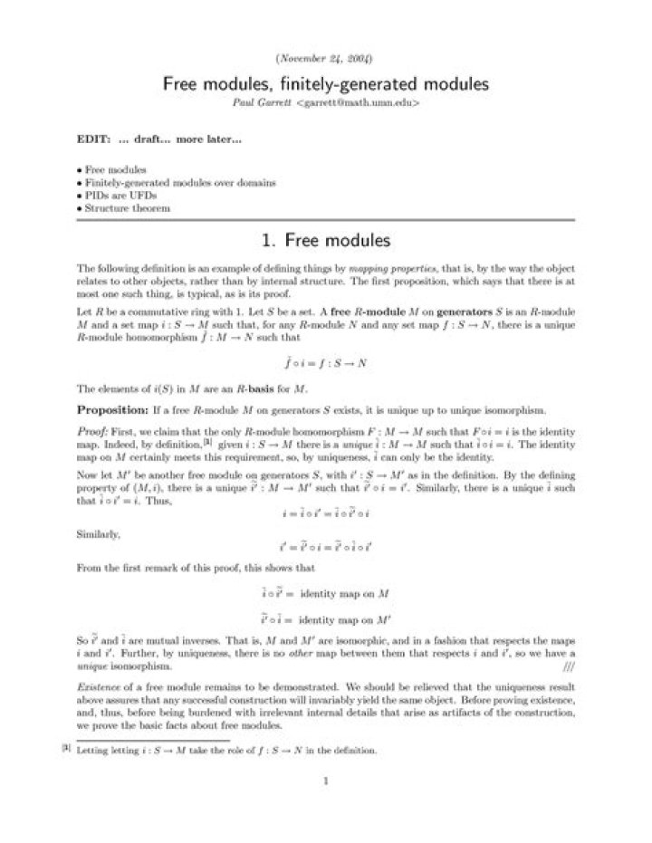 Difference between free and finitely generated modules
