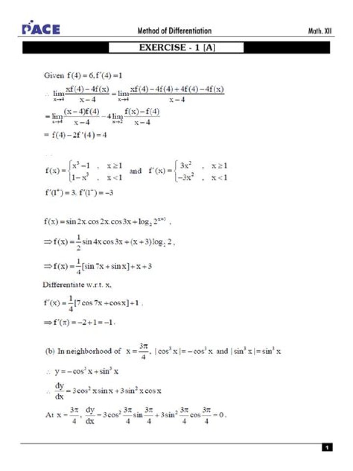Differentiation of subtraction