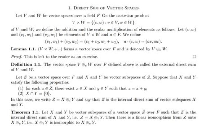 Direct sum of vector spaces, symbol