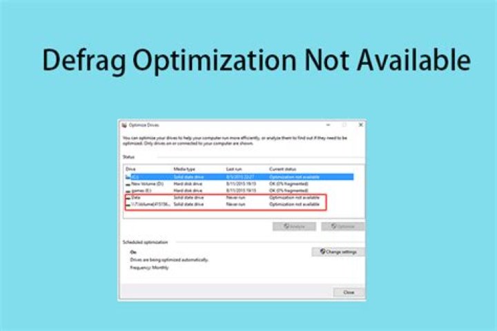 Disk Optimization not available in Disk Defrag of Windows 10