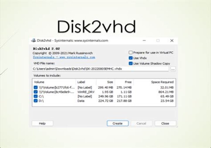 Disk2VHD Backup/Imaging Software