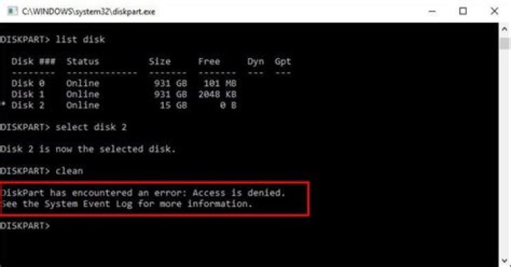 Diskpart Access Denied