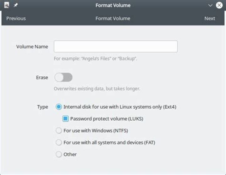 Disks LUKS format