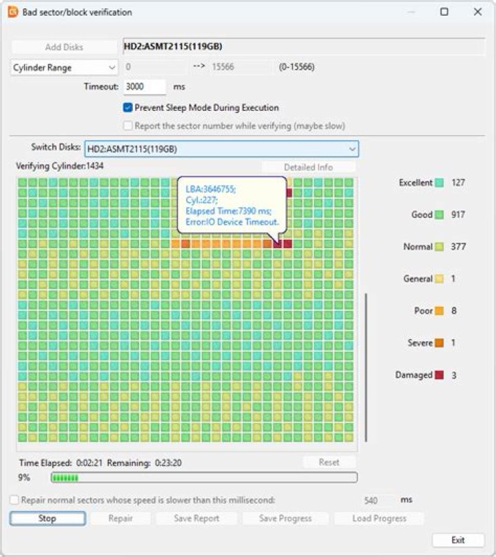 Disks reports 
