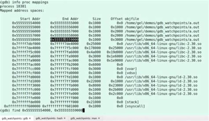 Display value found at given address gdb