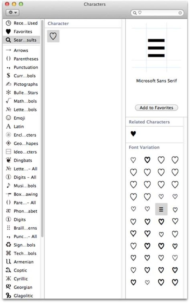 Displaying unicode character U+2661 (