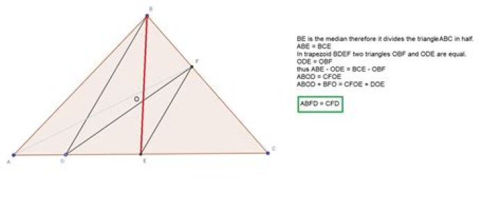 Divide a triangle into two equal parts through a point on it.