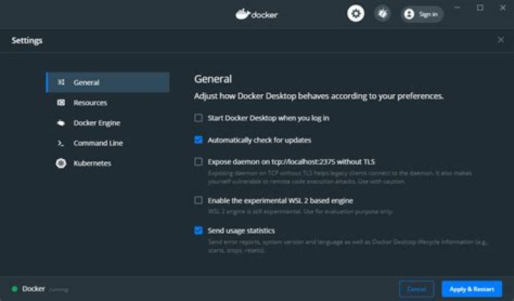 docker settings