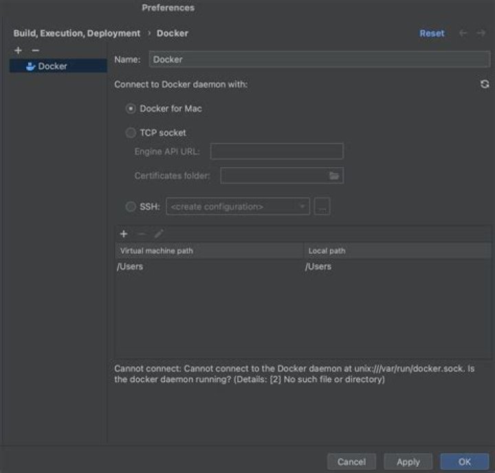 Docker socket is not found while using Intellij IDEA and Docker desktop on MacOS