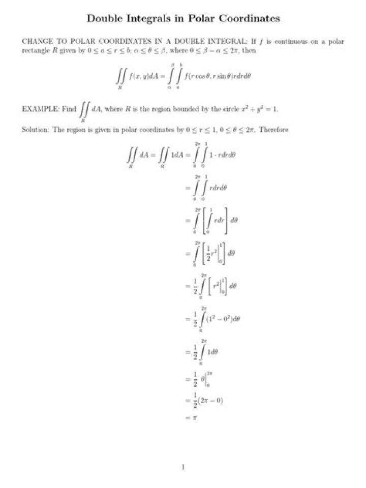 Double Integral using Polar Coordinate System