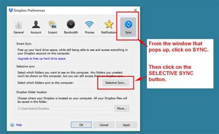 Dropbox selective sync