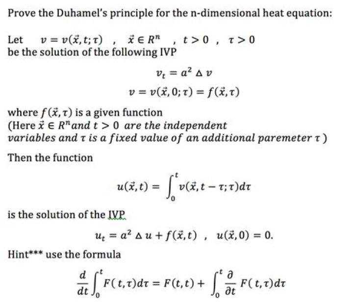Duhamel's principle for heat equation.
