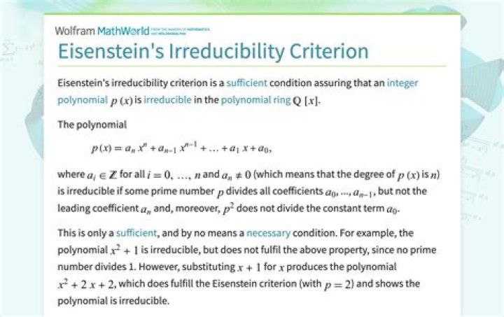 Eisenstein criterion's condition