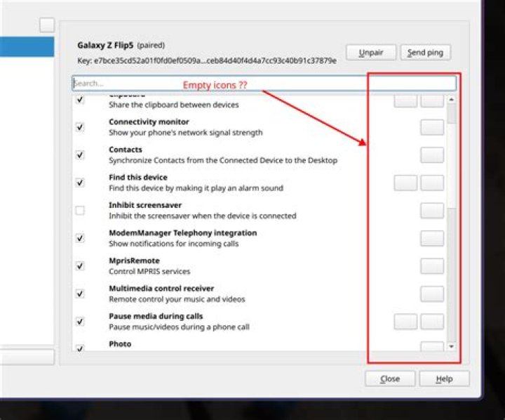 empty KDE display dialog