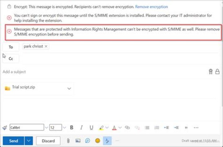 Encryption issues (emails being encrypted for sender, not receiver) in Microsoft Outlook for Microsoft 365 MSO (16.0.13628.20234) 64-bit using S/MIME