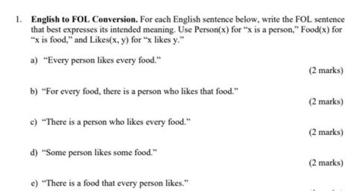 English sentence to FOL