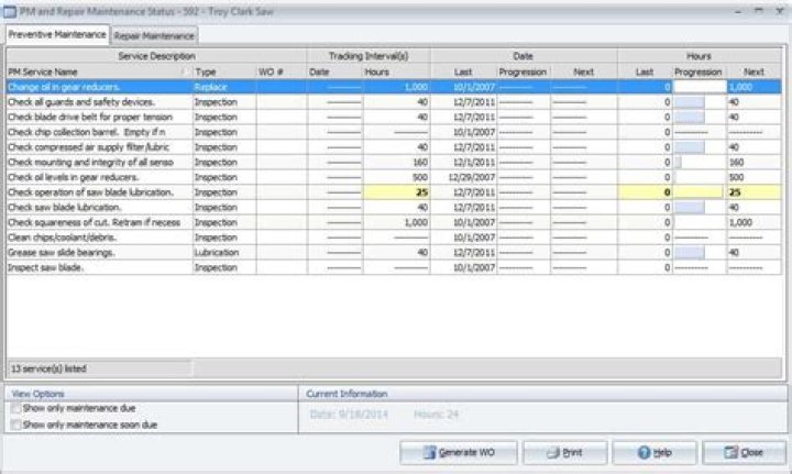 Equipment maintenance tracking software