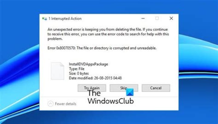 Error 0x80070570: The file or directory is corrupted and unreadable