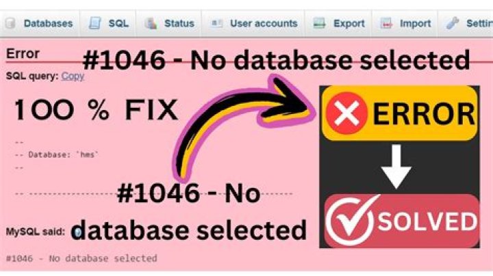 Error 1046 No database Selected, how to resolve?