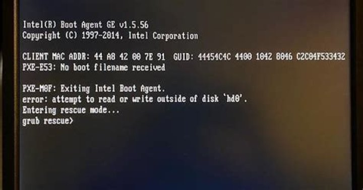 error: attempt to read or write outside of disk 'hd0'