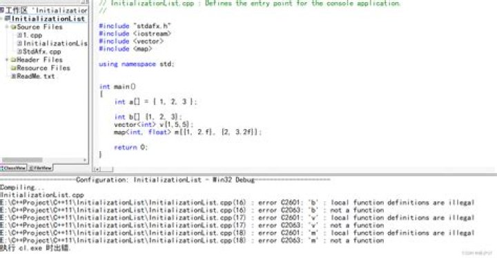 error C2601: 'main' : local function definitions are illegall - MS VS 2013 Compiler