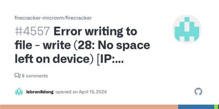error writing 'wipefile': No space left on device