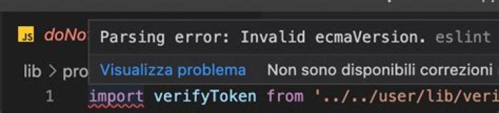 eslint Parsing error: ecmaVersion must be 3, 5, 6, or 7