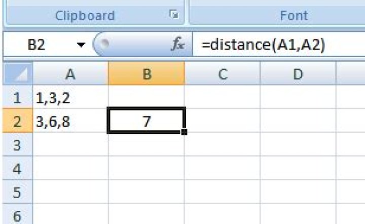 Euclidean distance between two points with coordinates stored as strings