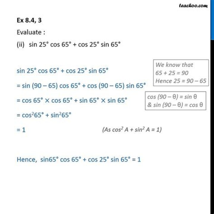 Evaluate Cos 65