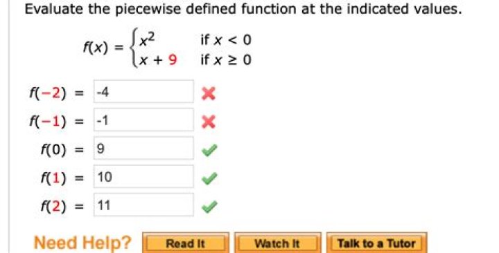 Evaluate the piecewise defined function