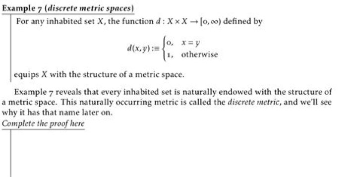 Examples to help understand discrete metric space.