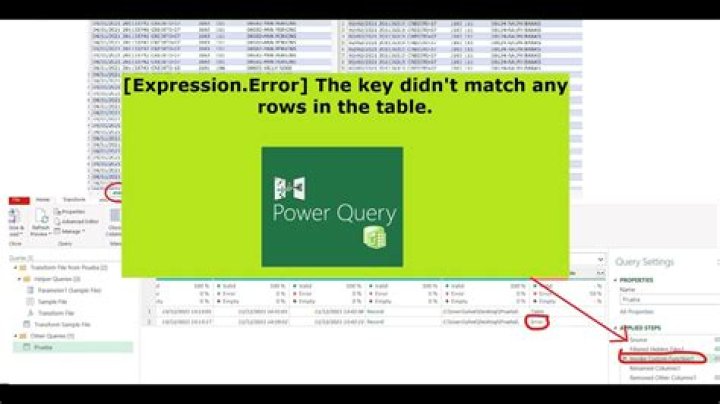 Excel (2013) Power Query: [Expression.Error]: The key did not match any rows in the table - what files(s) is source of this error