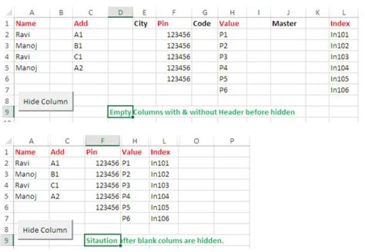 Excel - any way to auto hide empty columns when filtering rows?