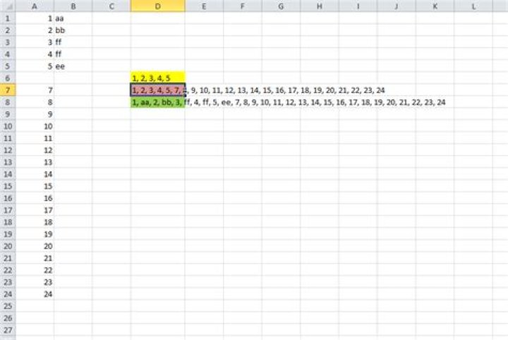 Excel – columns to one cell