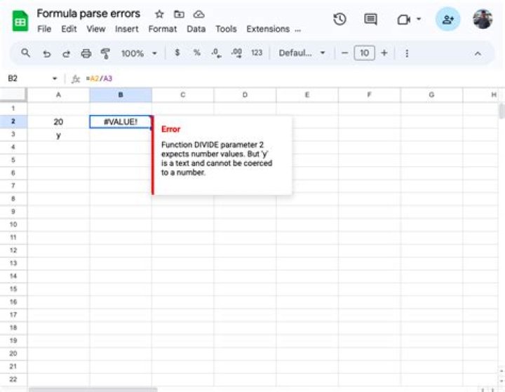 Excel to Google Sheets - Error: Formula parse error