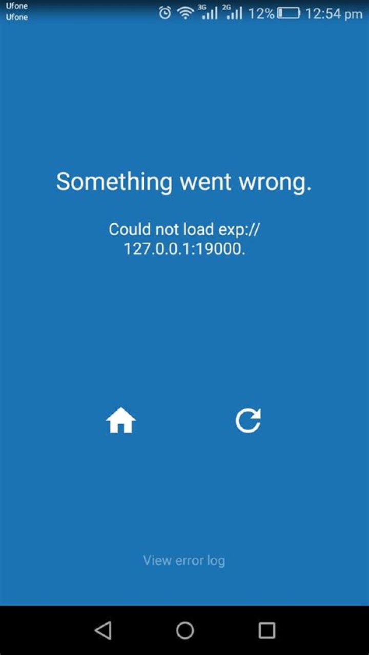 Expo error something went wrong could not load exp://127.0.0.1:19000