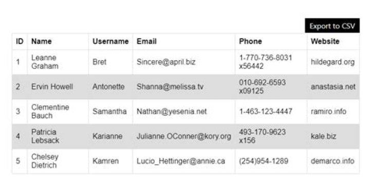 Export to CSV button in react table