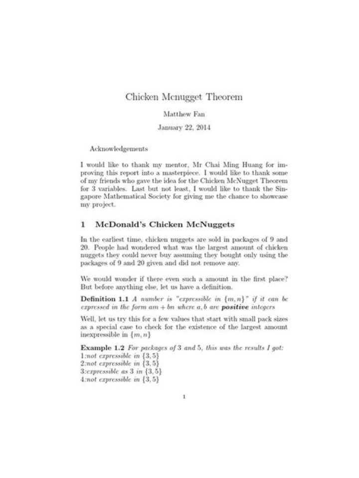 Extensions of Chicken Nugget Theorem