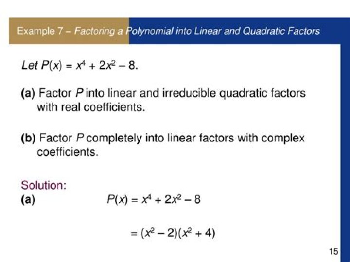 Factor polynomial into linear factors with complex coefficients.