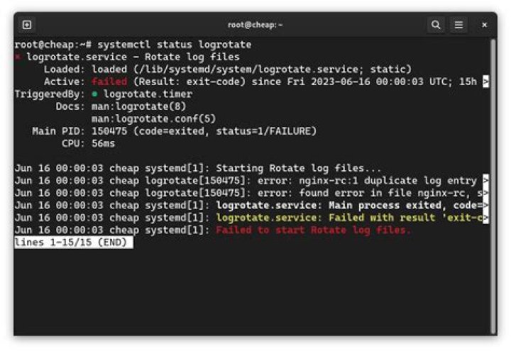 Failed to start Rotate log files