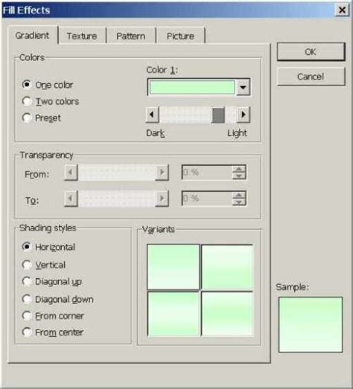 Fill Effect Gradient, greyed out options
