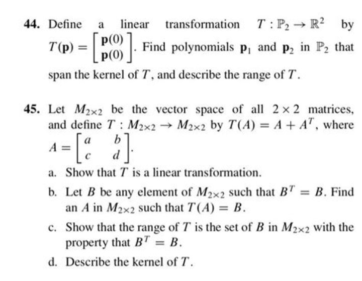 Find a polynomial $p$ in $\Bbb P_2$ that spans the kernel of T, and describe the range of T.