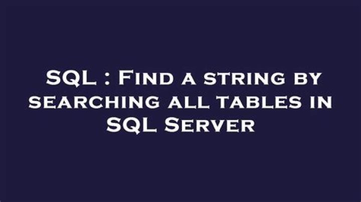 Find a string by searching all tables in SQL Server
