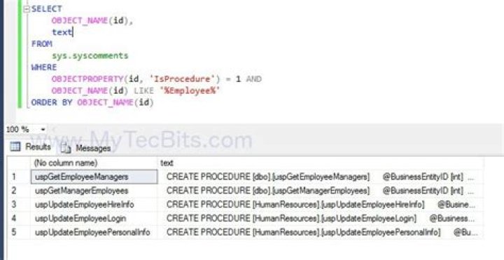 Find stored procedure by name