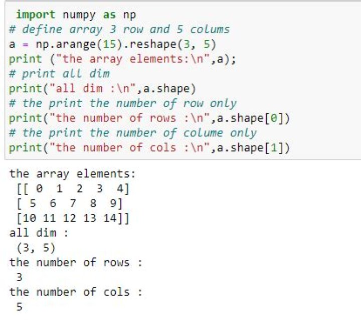 Find the dimensions of a multidimensional Python array