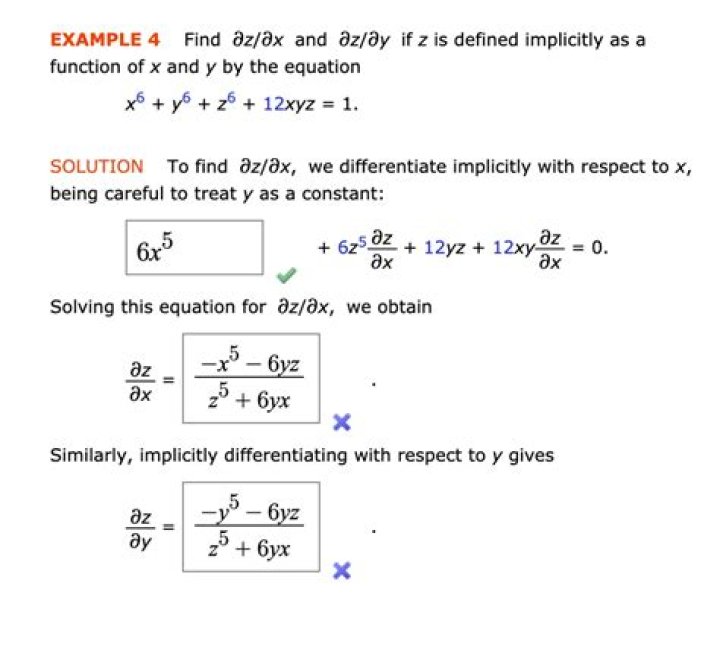 Find the $dz/dx$ in implicit function