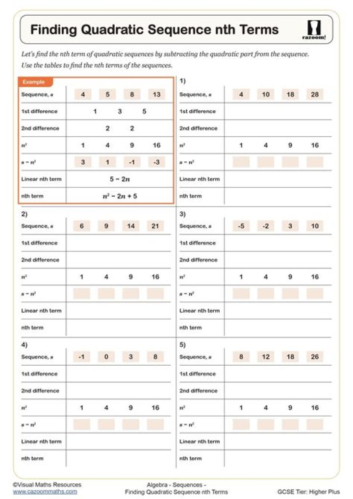 Find the fourth term in each series?